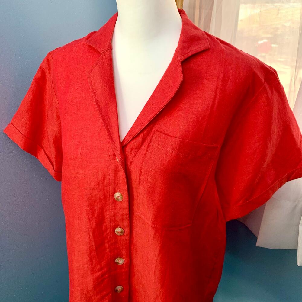 NWT Anthropologie Maeve Red Classic Surf Shirt Size XS - Picture 3 of 8